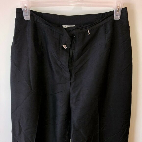 Silks by ISC Medium Lined Black Silk Pleated Pants - Picture 4 of 8